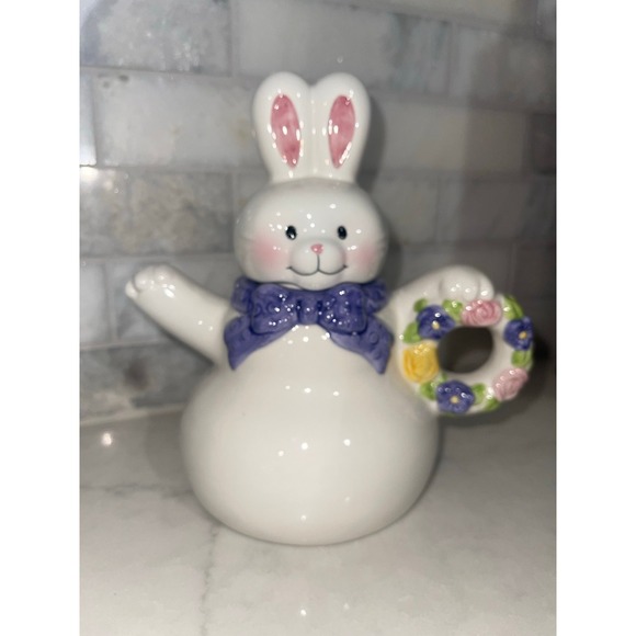 HALLMARK Bunny Teapot Ceramic Hand Painted - Picture 1 of 6